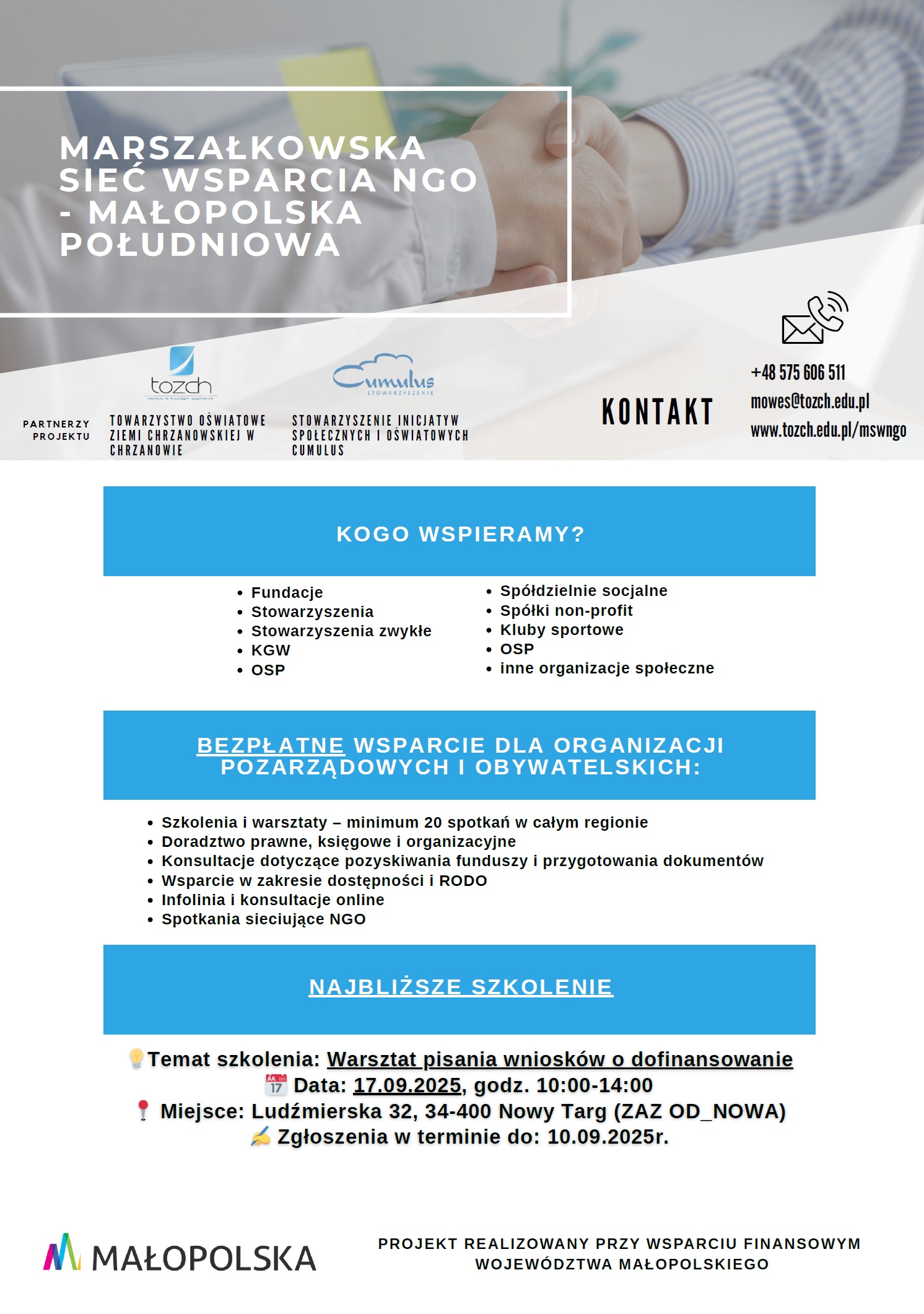 plakat z informacją o szkoleniu