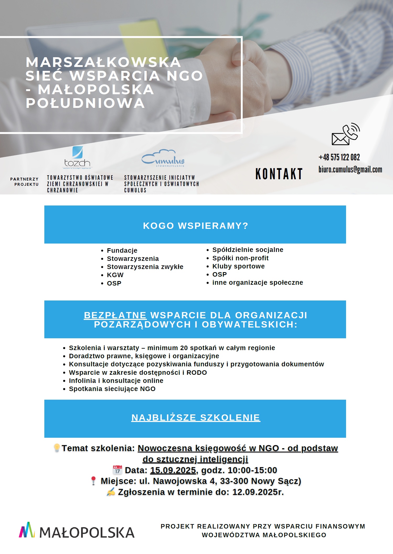 plakat z informacją o szkoleniu