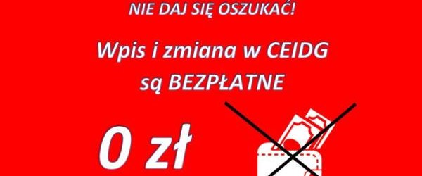 Komunikat Ministerstwa Rozwoju - wpis do CEIDG są bezpłatne