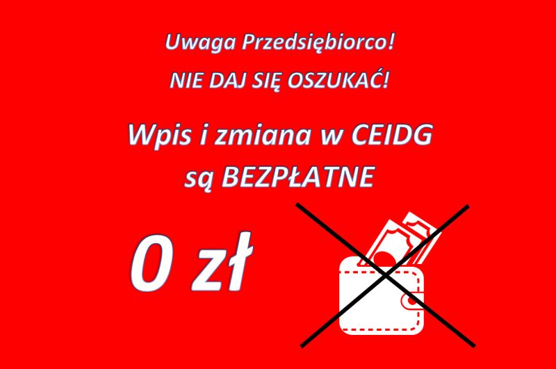 Komunikat Ministerstwa Rozwoju - wpis do CEIDG są bezpłatne