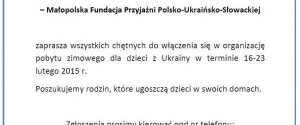 Zimowy pobyt dzieci z Ukrainy
