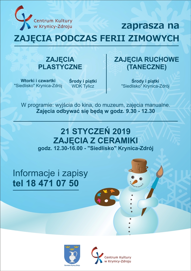 Centrum Kultury zaprasza na zajęcia podczas ferii