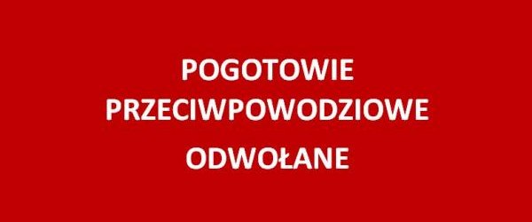 Pogotowie przeciwpowodziowe odwołane