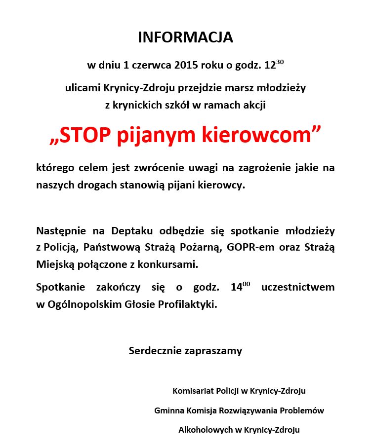 „STOP pijanym kierowcom”