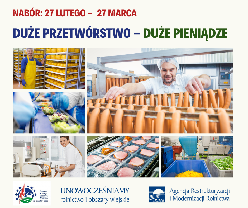Do 15 mln zł wsparcia będę mogły uzyskać firmy z  branży przetwórstwa produktów rolnych