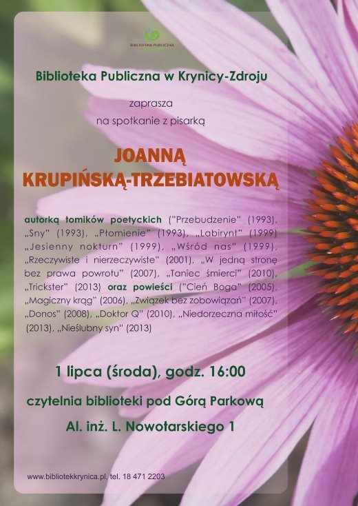 Spotkanie z pisarką Joanna Krupińską-Trzebiatowską w Bibliotece