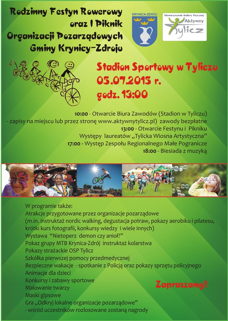 Rodzinny Festyn Rowerowy i Piknik Organizacji Pozarządowych w Tyliczu