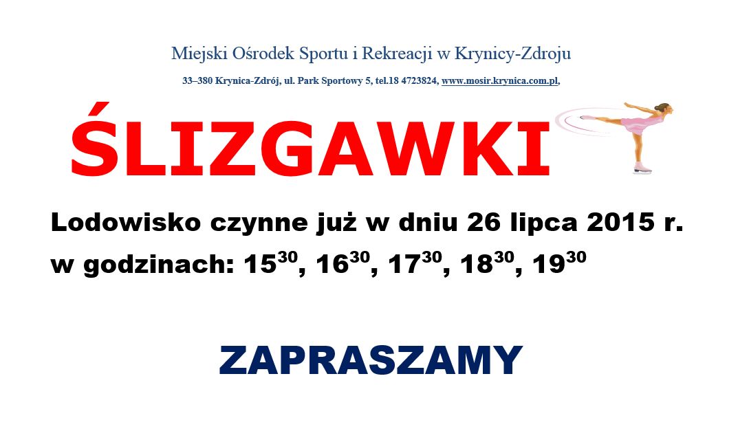 Miejski Ośrodek Sportu i Rekreacji zaprasza na ślizgawki