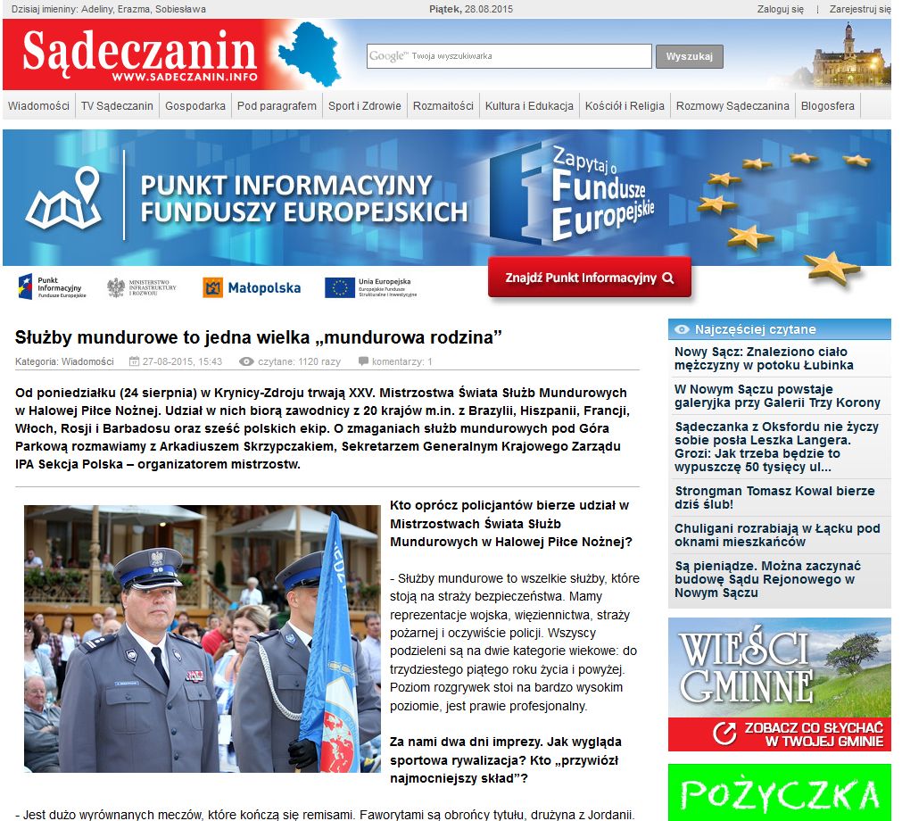 XV Mistrzostwa Świata Służb Mundurowych w Halowej Piłce Nożnej w mediach