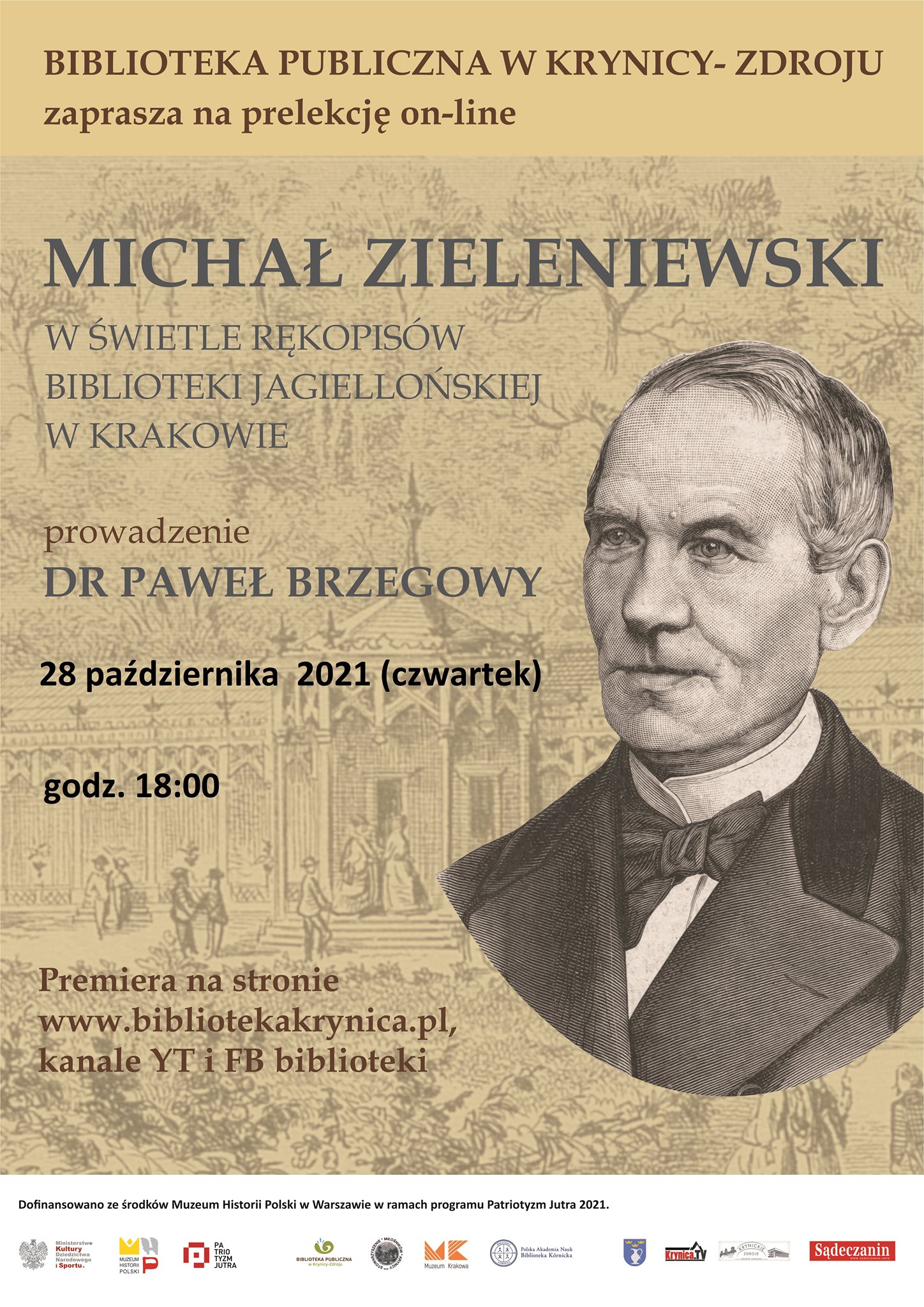 Prelekcja pt. Michał Zieleniewski w świetle rękopisów Biblioteki Jagiellońskiej w Krakowie