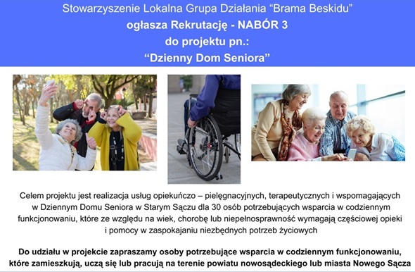 REKRUTACJA DO PROJEKTU PN. „DZIENNY DOM SENIORA” – NABÓR 3