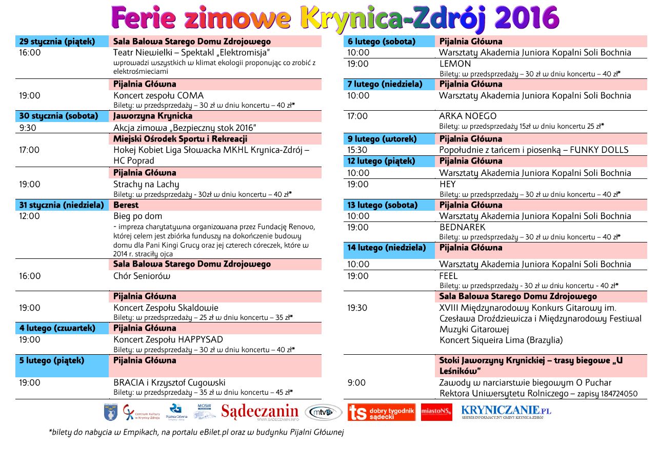 Atrakcje kulturalne 29.01-14.02