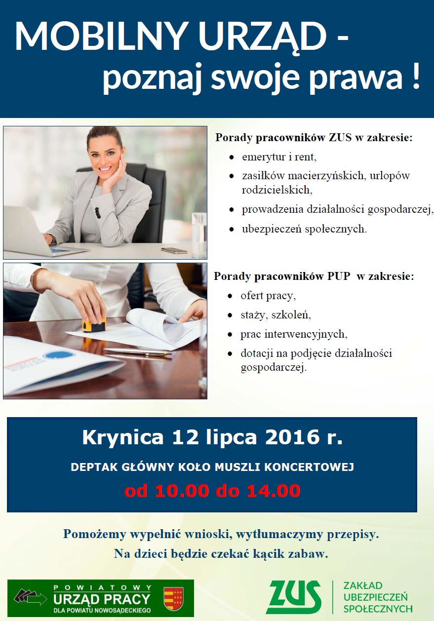 Mobilny urząd ZUS i PUP - 12 lipca na deptaku