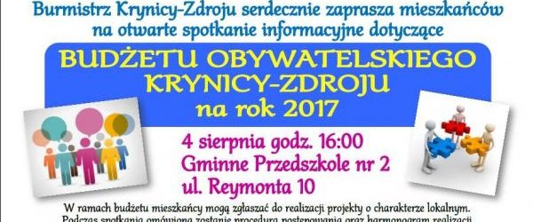 Spotkanie informacyjne ws. budżetu obywatelskiego na osiedlu Krynica Dolna