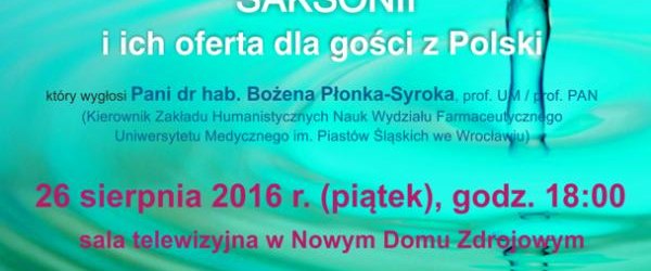 Wykład o współczesnych uzdrowiskach Saksonii